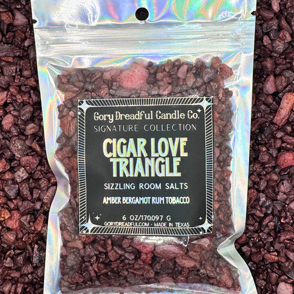 Gory Dreadful Candle Co Other - CIGAR LOVE TRIANGLE Sizzling Room Salt Potpourri: Amber Bergamot Rum Tobacco